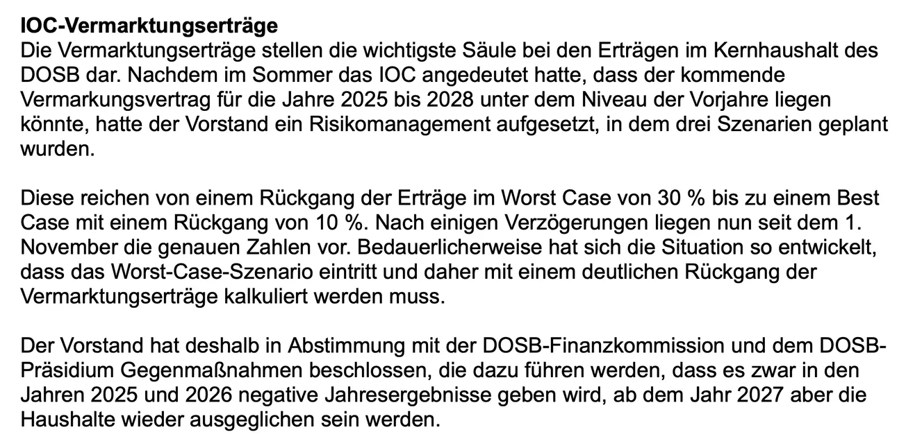 German NOC in crisis mode: thirty per cent less money from the IOC for 2025-2028